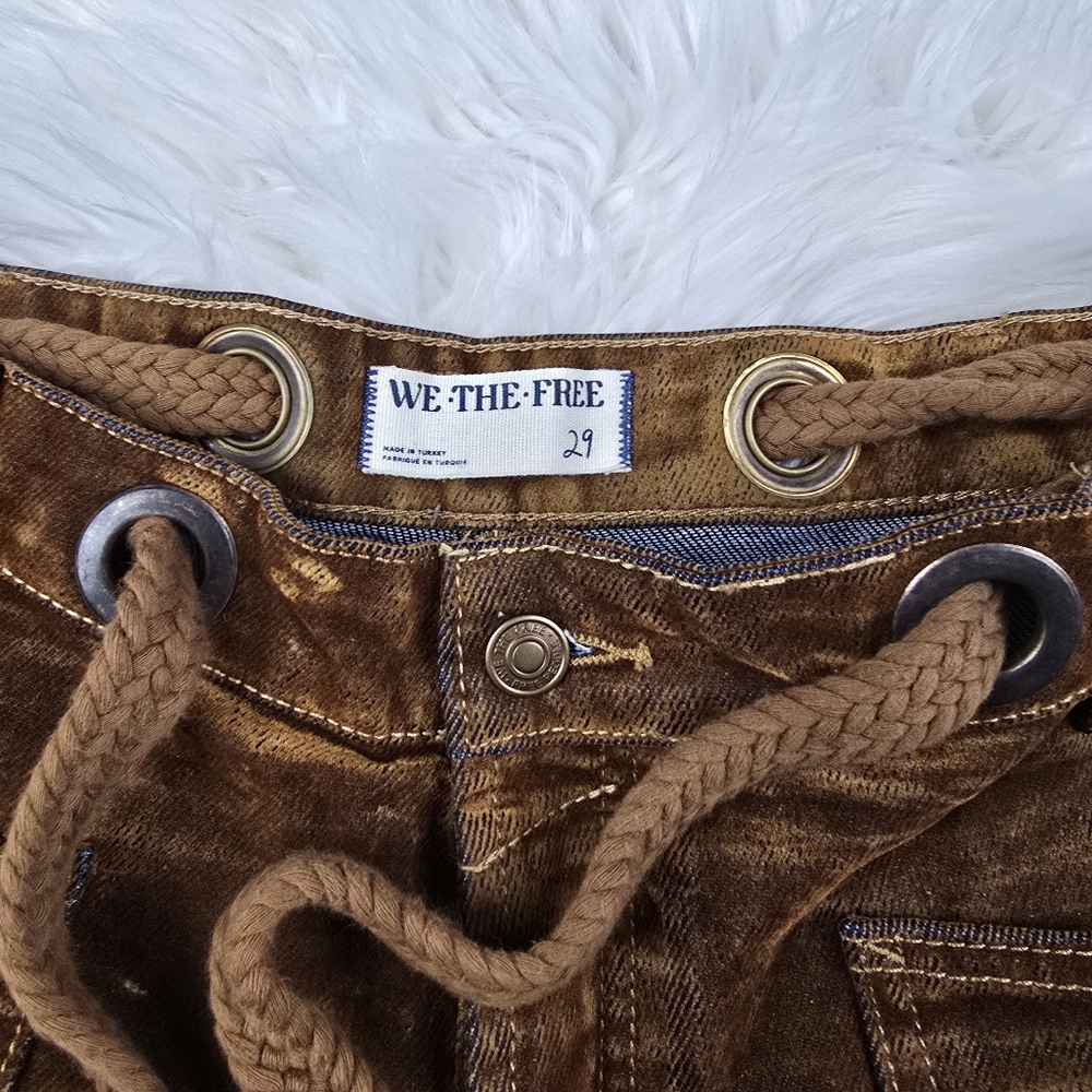 Free People We The Free Flocked Moxie Barrel Jeans Rust Size 29 - Picture 14 of 16